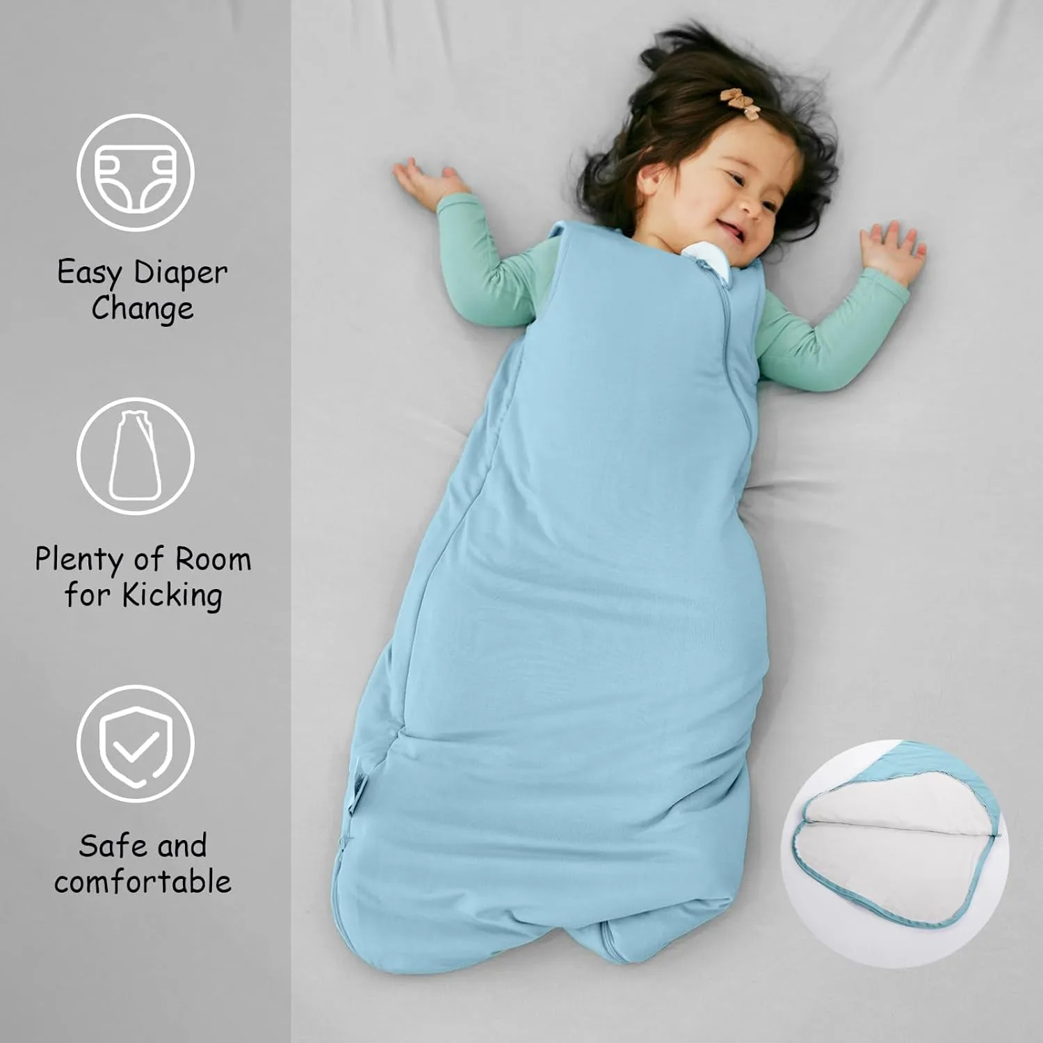 Supersoft Rayon Made from Bamboo Sleep Sack 18-24 Months 1.0 Tog Toddler Sleep Sack 2t Baby Wearable Blanket with 2-Way Zipper Unisex Sleeping Bag for Babies All-year-around (2 Pack) Green & Blue