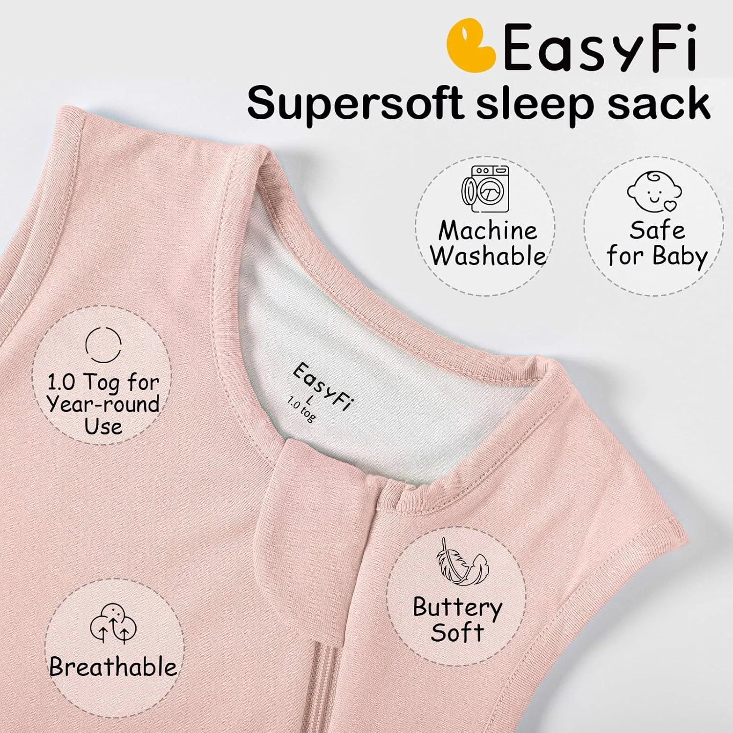 Supersoft Rayon Made from Bamboo Sleep Sack 18-24 Months 1.0 Tog Toddler Sleep Sack 2t Baby Wearable Blanket with 2-Way Zipper Unisex Sleeping Bag for Babies All-year-around - Pink