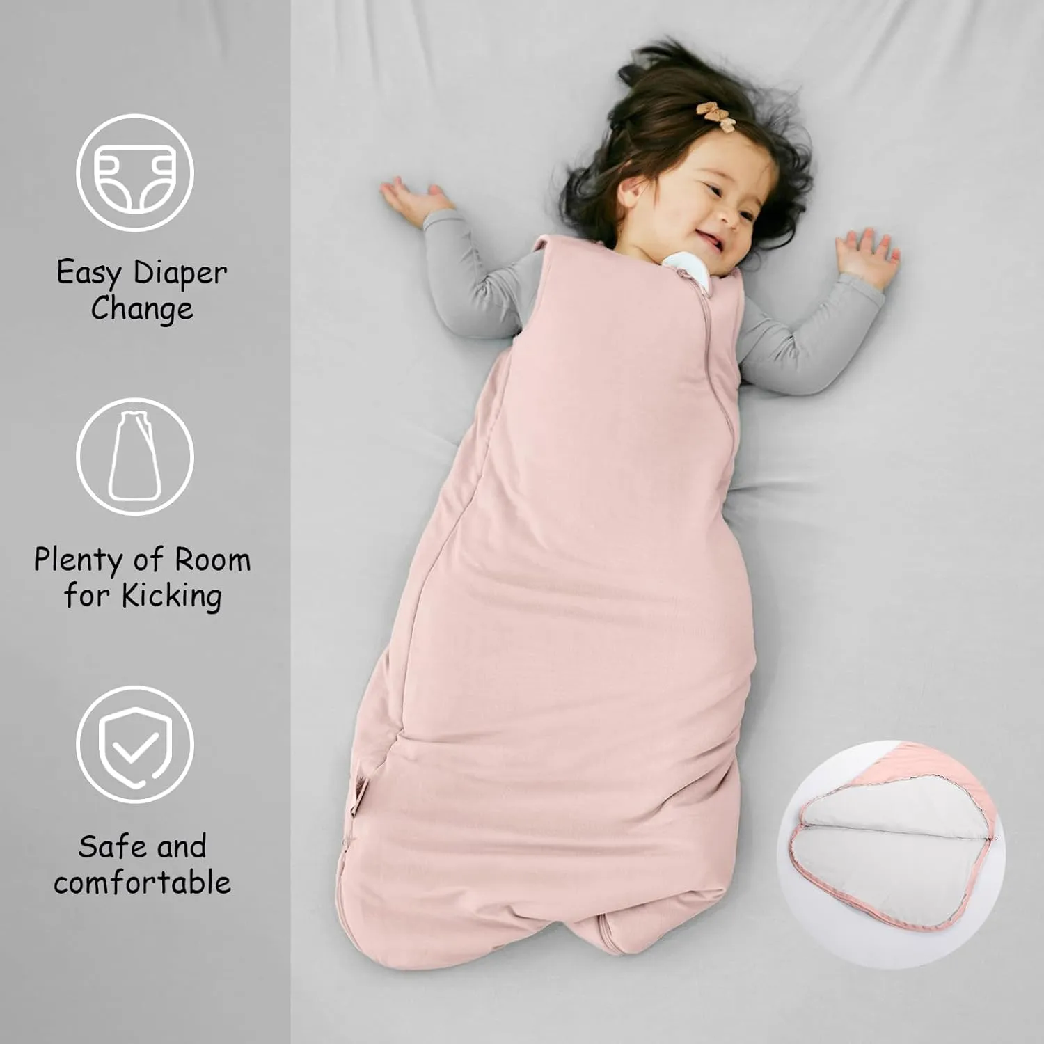 Supersoft Rayon Made from Bamboo Sleep Sack 18-24 Months 1.0 Tog Toddler Sleep Sack 2t Baby Wearable Blanket with 2-Way Zipper Unisex Sleeping Bag for Babies All-year-around - Pink