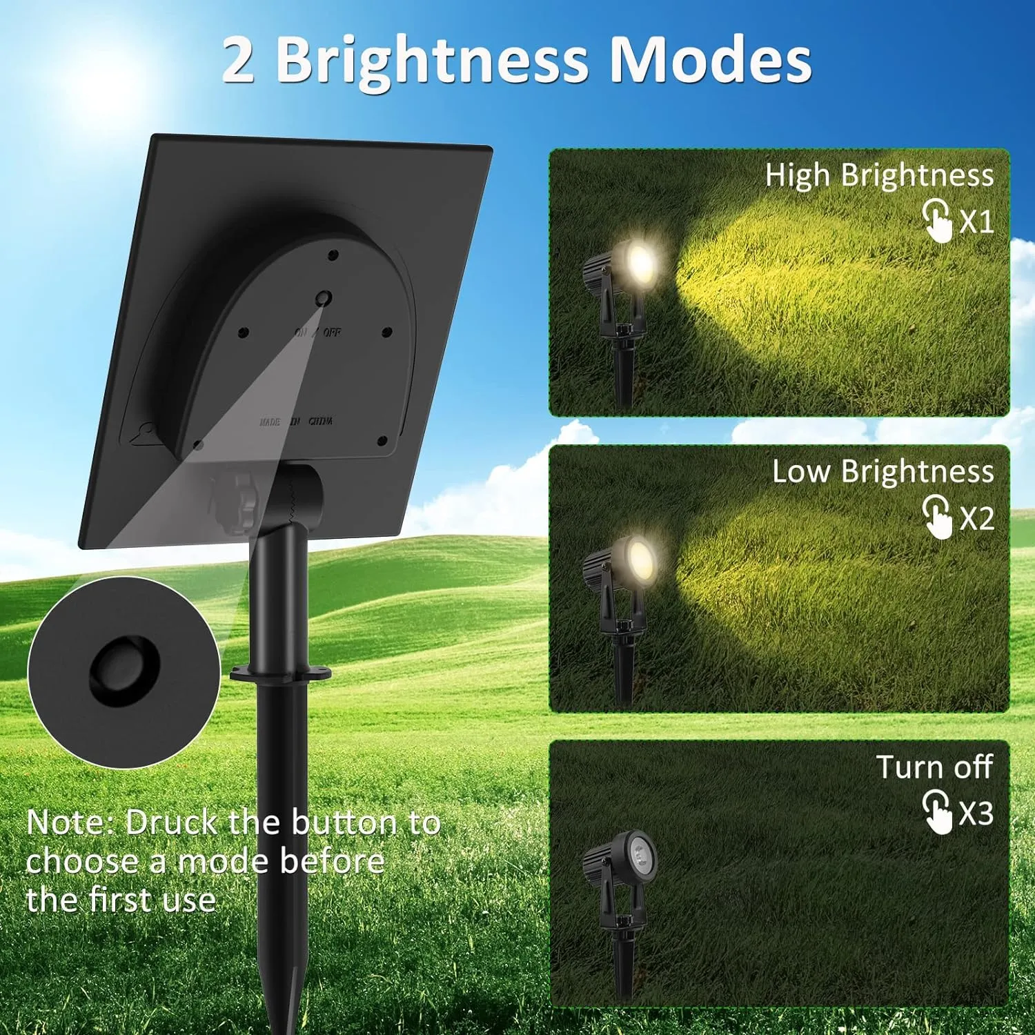 T-SUNUS Solar Garden Spotlight Outdoor, 4-in-1 Spot Lights IP65 Waterproof 9.8ft Cable, 5W Separated Panel, Auto On/Off for Flag Tree Patio Yard Driveway Pathway Pool Area(Warm White 3000K)