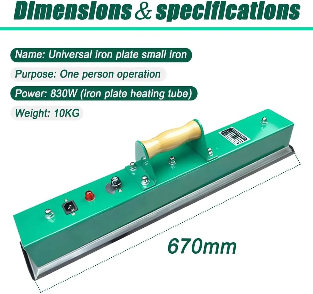 Table Cloth Iron - Adjustable Temperature Snooker Table Iron   Pool Table Brush Cleaner Kit - Aluminum Alloy Bottom Even Heat Dissipation - Quick Ironing of Pool Table Cloth,670MM/Aluminum