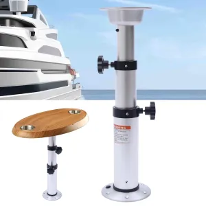 Table Pedestal Stand 16.9"-29.1" Adjustable with Removable Base, Silver, Aluminum   ABS, for RV Marine Boat