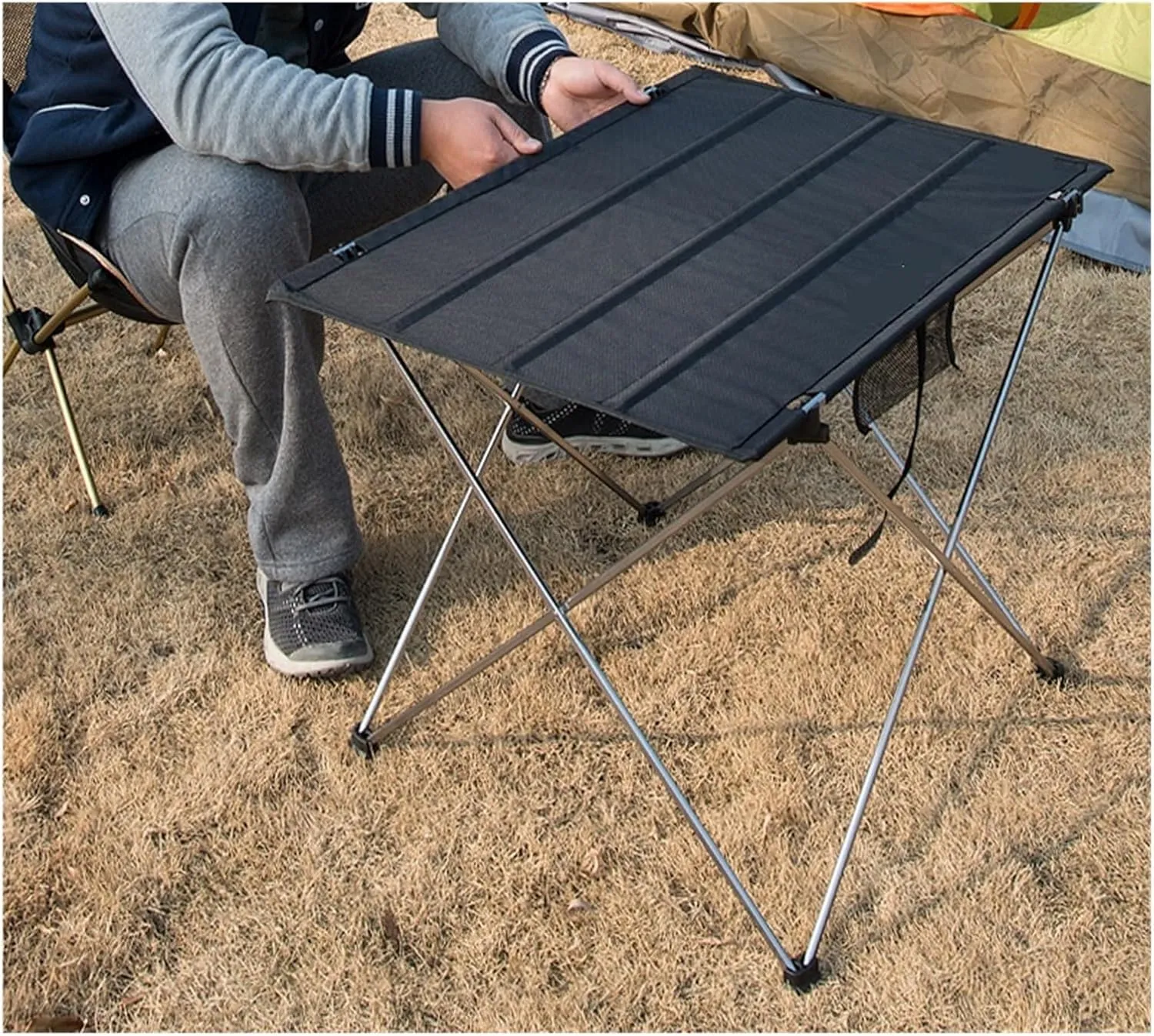 Tables and airs Camping Table Collapsible Portable Roll Up Outdoor Foldable Fishing Table Ultralight Folding Picnic Table Adjustable (Table L)