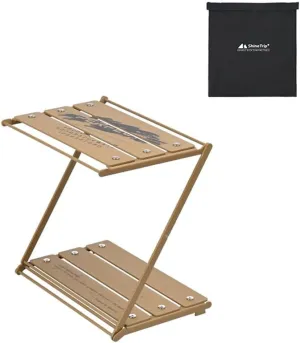 Tableware Storage Rack, Outdoor Camping Cups Bowls Folding Storage Rack Aluminum Alloy 2-Tier Storage Bracket Picnic BBQ Tableware Cookware Storage Rack Campsite Tools Shelf