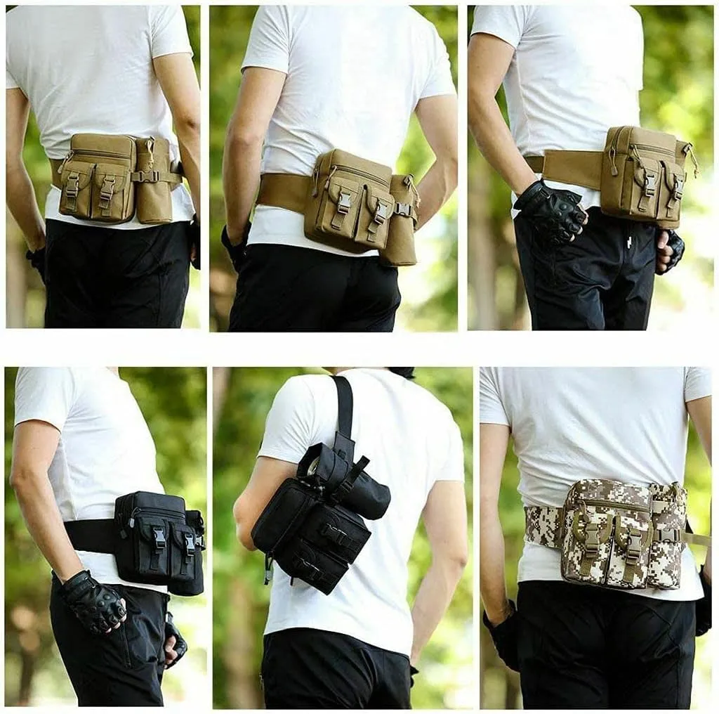Tactical Fanny Pack Bumbag Waist Bag Military Hip Belt Outdoor Hiking Fishing Suitable for Hiking Mountaineering Fishing (Black)