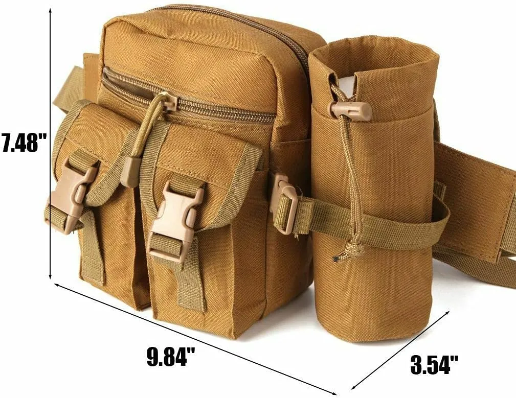 Tactical Fanny Pack Bumbag Waist Bag Military Hip Belt Outdoor Hiking Fishing Suitable for Hiking Mountaineering Fishing (Black)