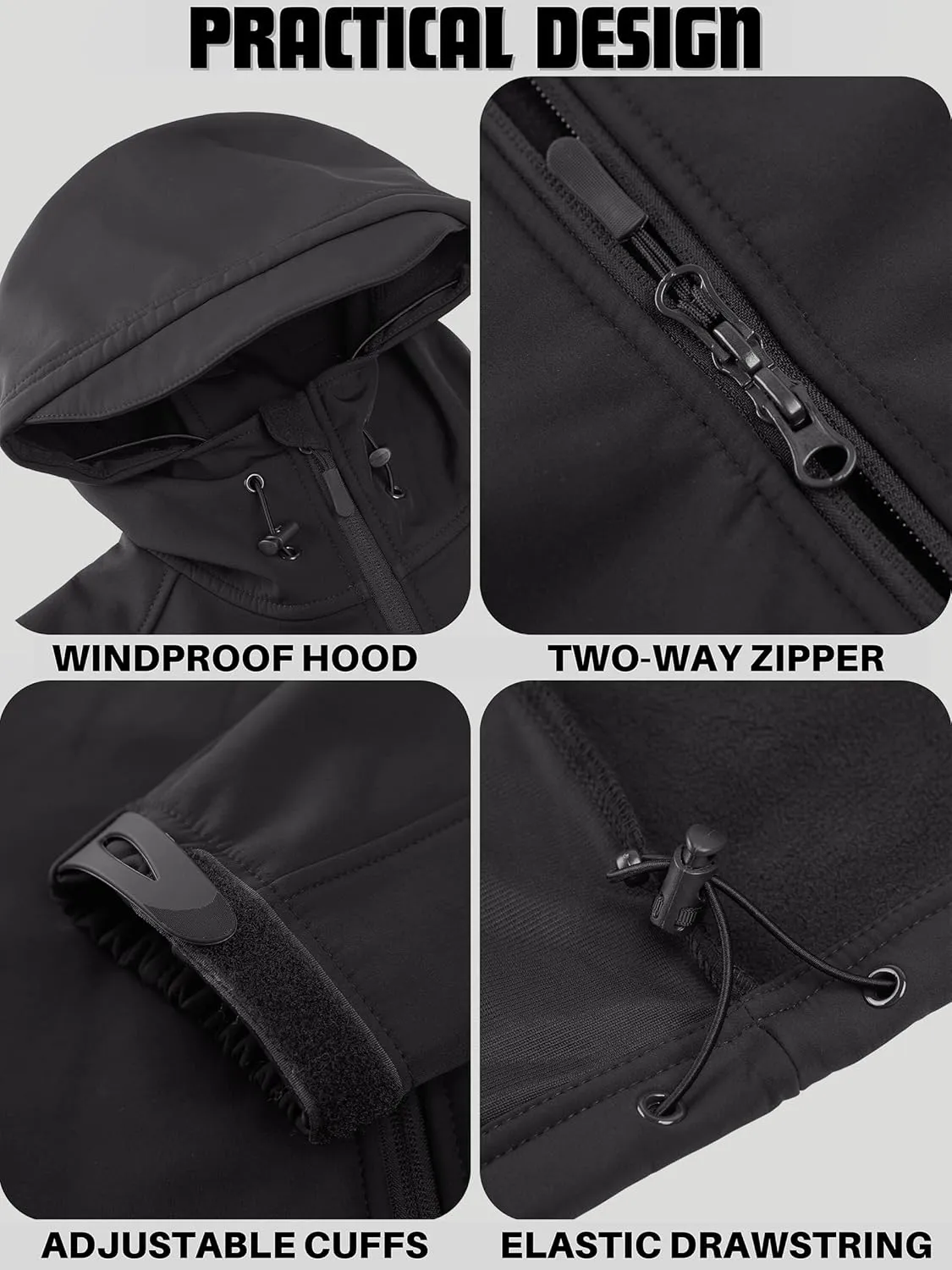 TACVASEN Men's Tactical Jacket with Hood Water Resistant Special Ops Military Softshell Coat