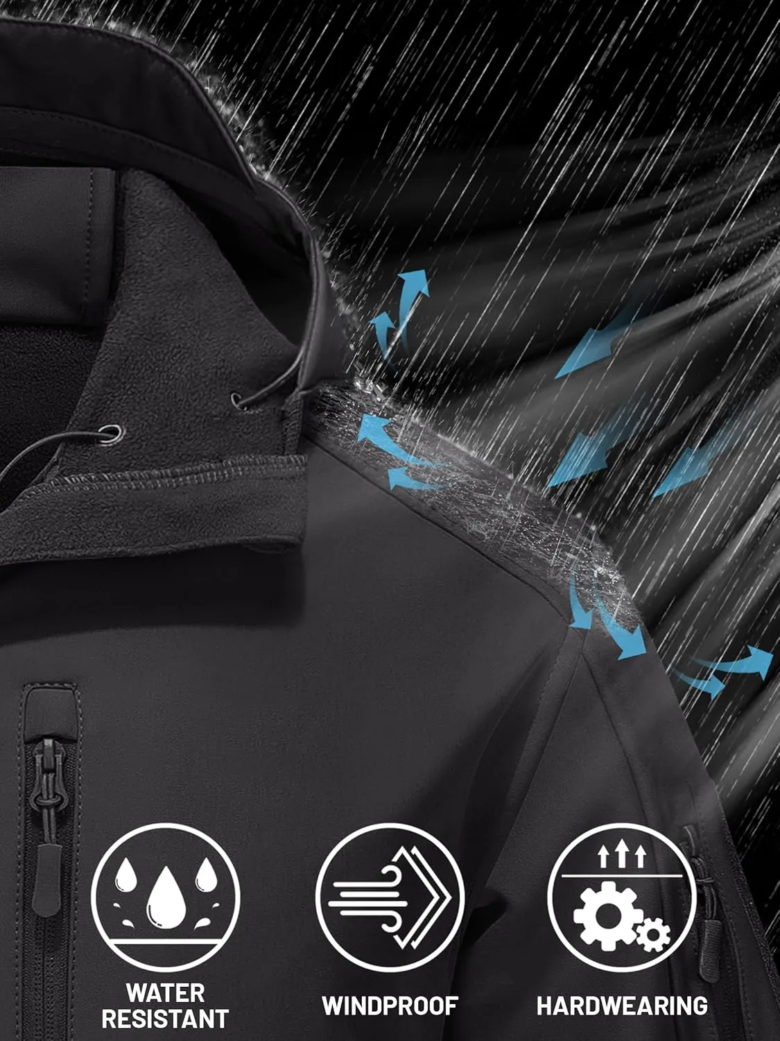 TACVASEN Men's Tactical Jacket with Hood Water Resistant Special Ops Military Softshell Coat