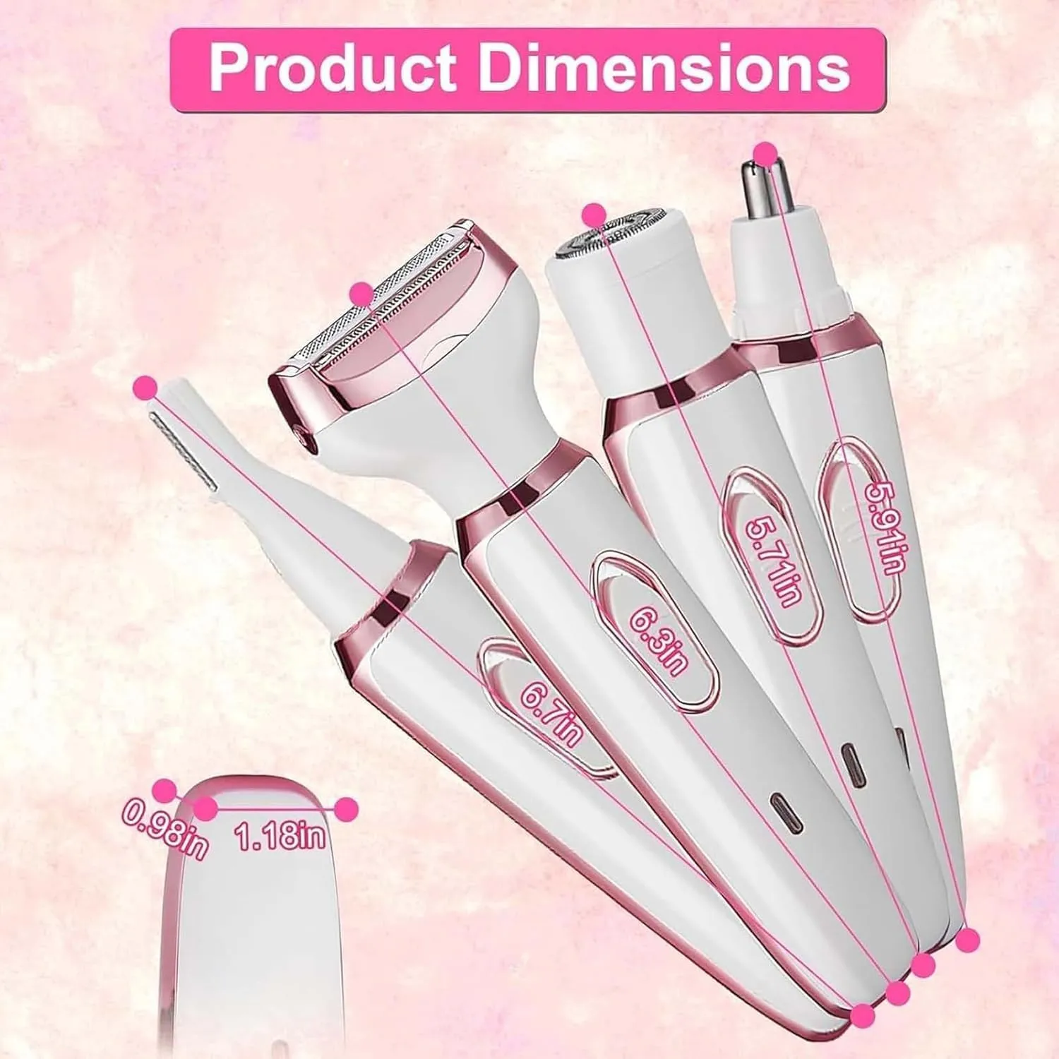 Taletseten Shaver, Taletseten Razor, Comfort 4 in 1 Electric Lady Shaver, Body Hair Removal Epilator, Painless Taletseten Women Shaver, Waterproof Taletseten Lady Shaver Electric Bikini Trimmer (1)