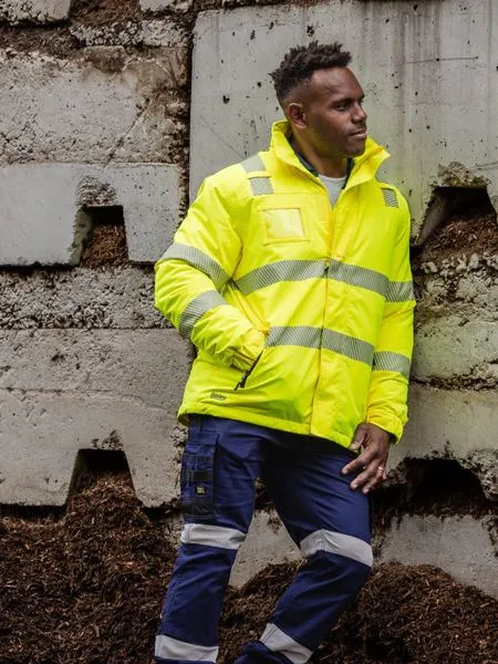 Taped Hi-Vis Heated Bisley Jacket with Hood