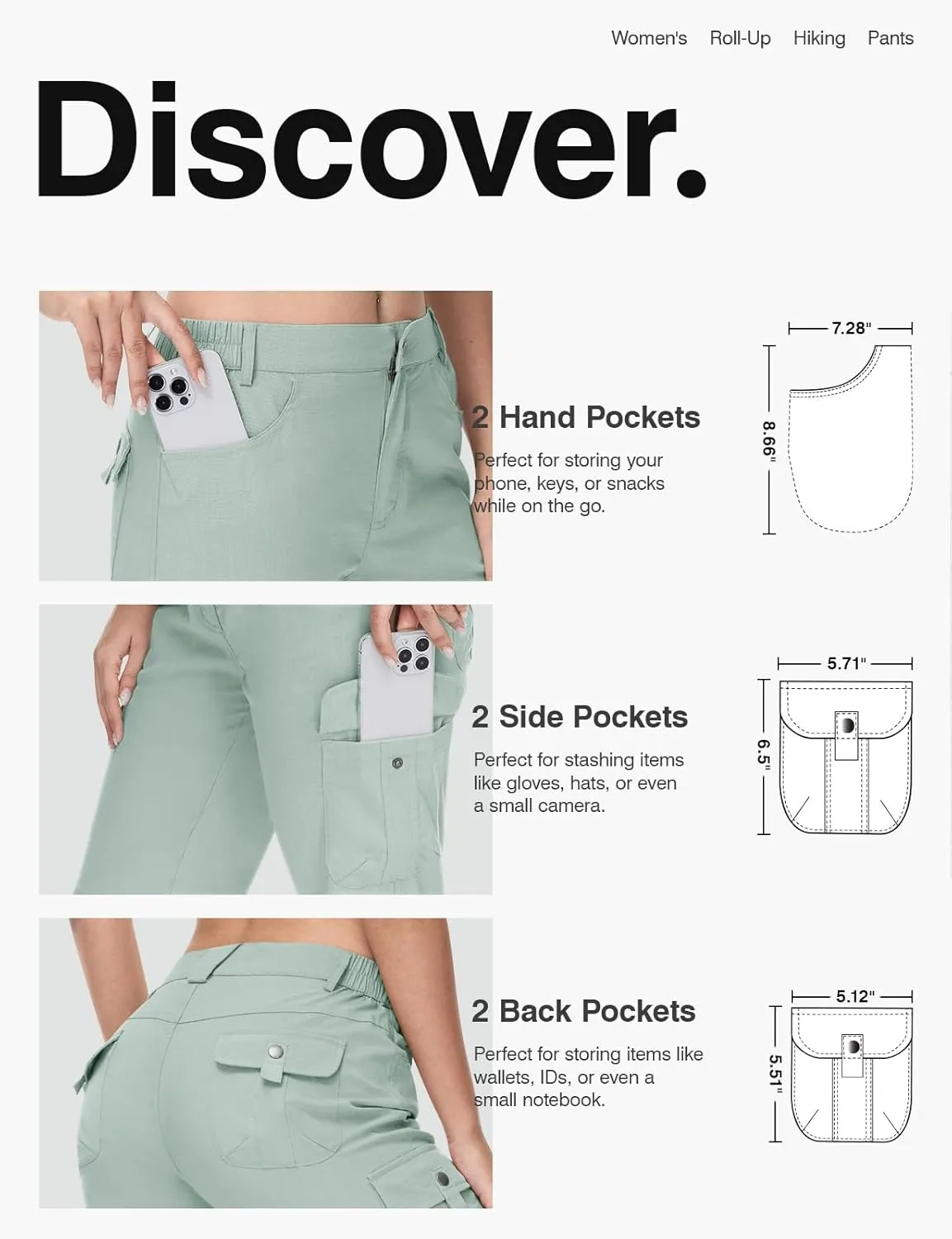 TBMPOY Women's Hiking Pants Quick Dry Convertible Lightweight Roll Up Cargo Pockets Travel Essentials Waterproof Work