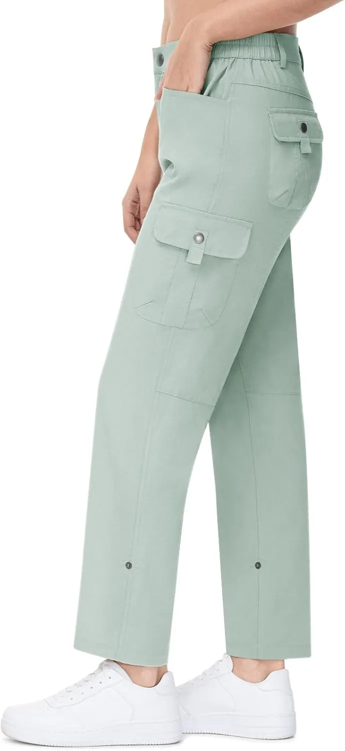 TBMPOY Women's Hiking Pants Quick Dry Convertible Lightweight Roll Up Cargo Pockets Travel Essentials Waterproof Work
