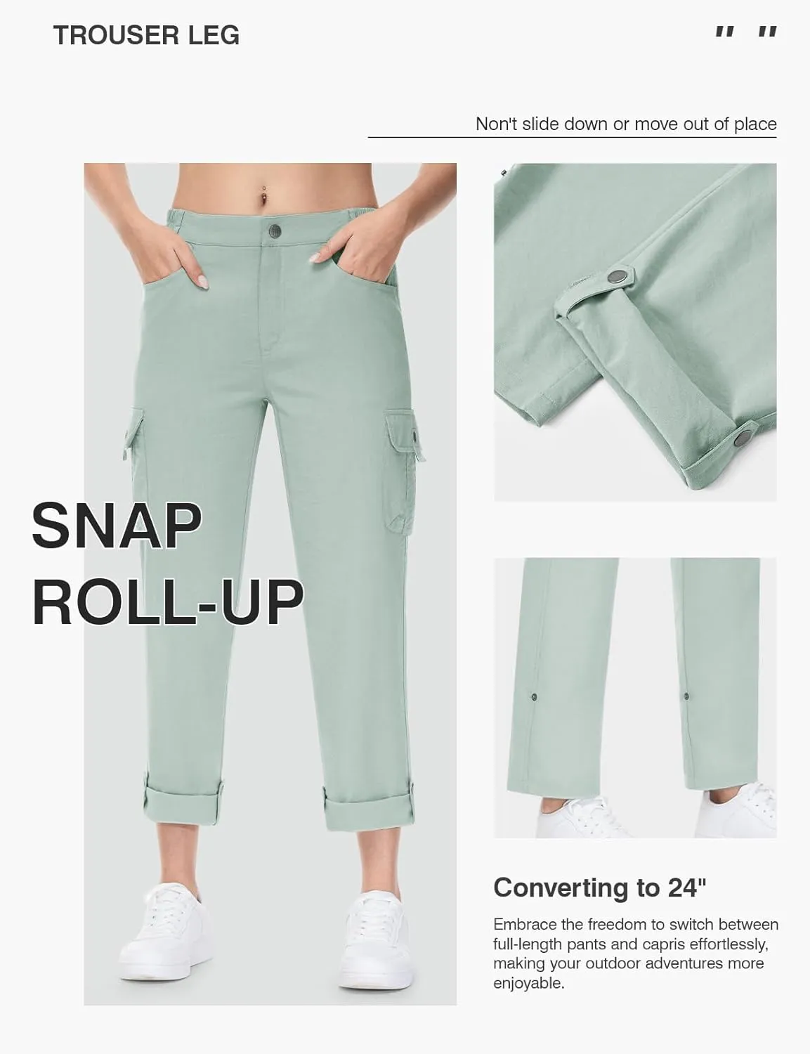 TBMPOY Women's Hiking Pants Quick Dry Convertible Lightweight Roll Up Cargo Pockets Travel Essentials Waterproof Work