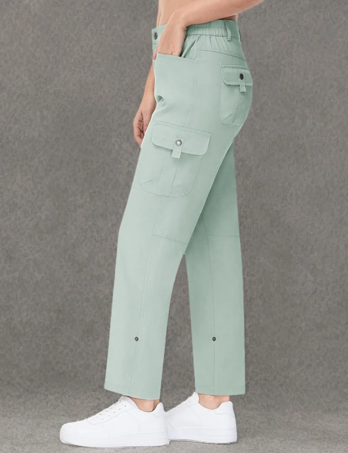 TBMPOY Women's Hiking Pants Quick Dry Convertible Lightweight Roll Up Cargo Pockets Travel Essentials Waterproof Work