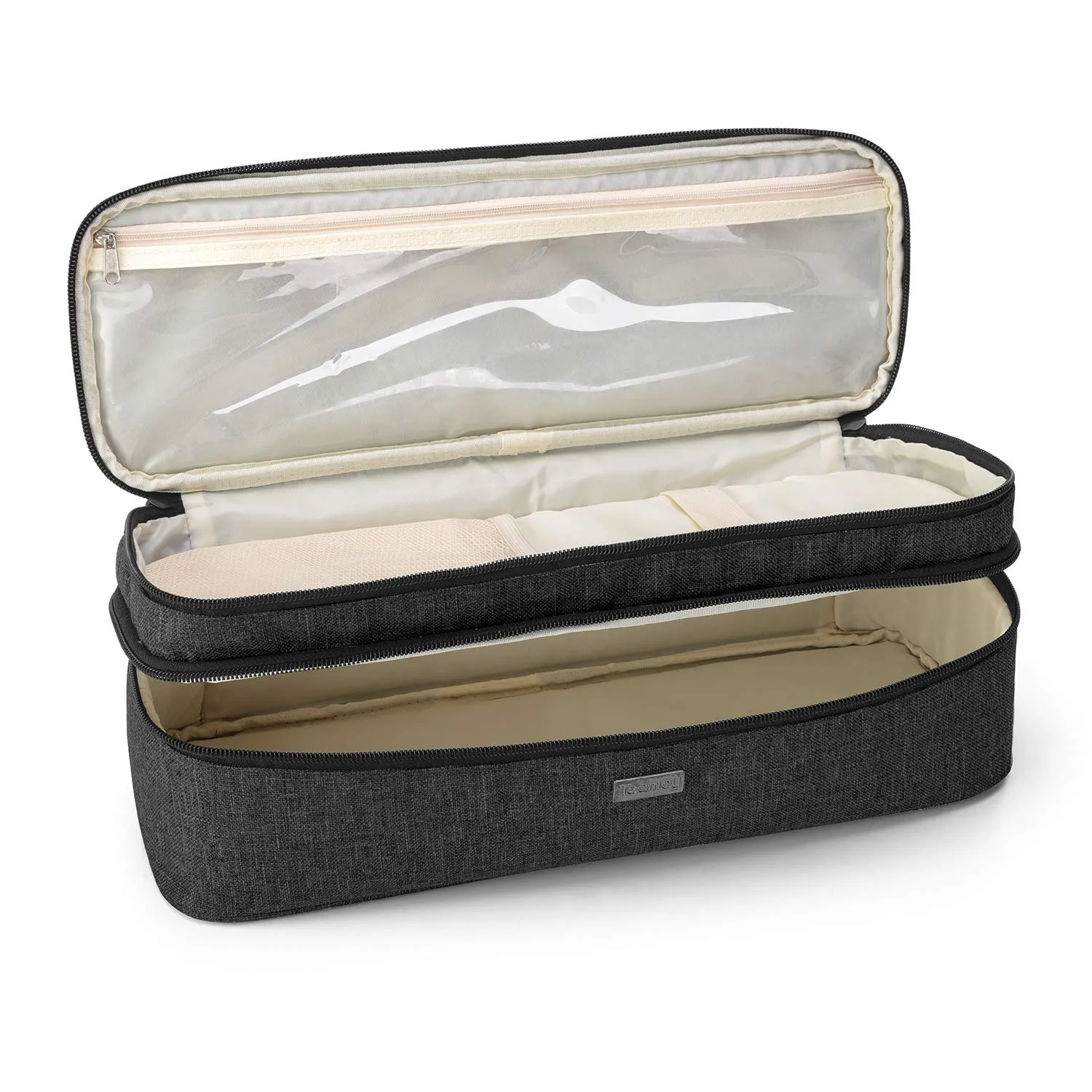 Teamoy Double-Layer Travel Storage Bag Compatible with Revlon One-Step Hair Dryer and Volumizer Hot Air Brush and Attachments, Black(Bag Only)