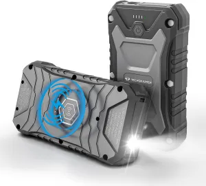 TECHSMARTER Waterproof & Rugged 30000 mAh Power Bank for Camping with Wireless Charging, 65W USB-C PD Port. Compatible with iPhone, Galaxy, iPad, MacBook, Steam Deck, Switch, Laptop