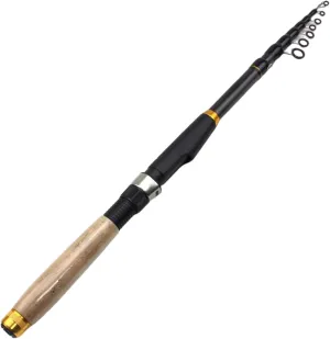 Telescopic Fishing Rod, Carbon Fiber Rotating Telescoping Pole with 8 Guide Rings & Cork Handle, Multifunctional Fishing Rod for Travel Saltwater Freshwater
