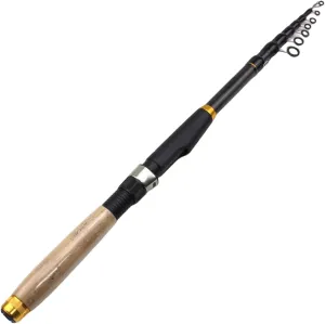 Telescopic Fishing Rod, Carbon Fiber Rotating Telescoping Pole with 8 Guide Rings & Cork Handle, Multifunctional Fishing Rod for Travel Saltwater Freshwater