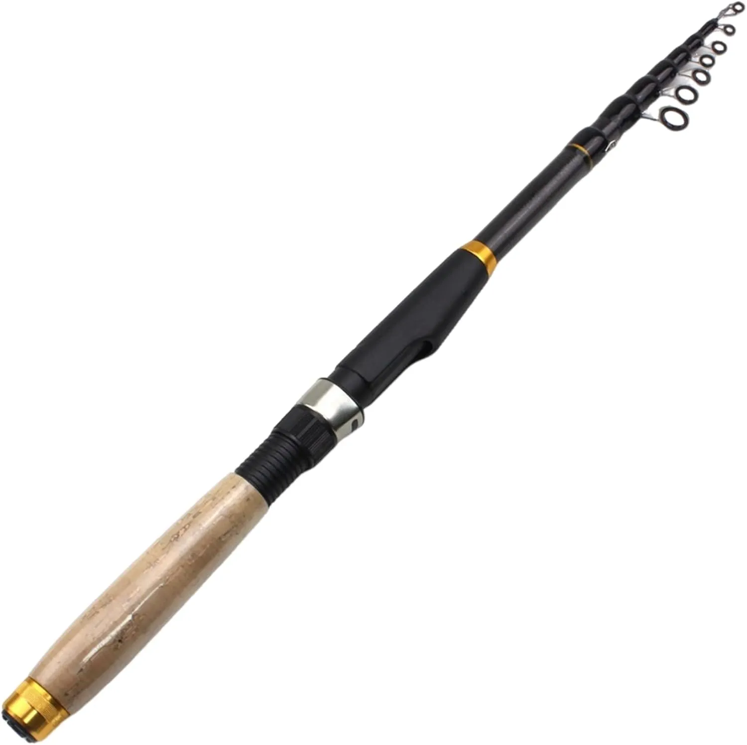 Telescopic Fishing Rod, Carbon Fiber Rotating Telescoping Pole with 8 Guide Rings & Cork Handle, Multifunctional Fishing Rod for Travel Saltwater Freshwater