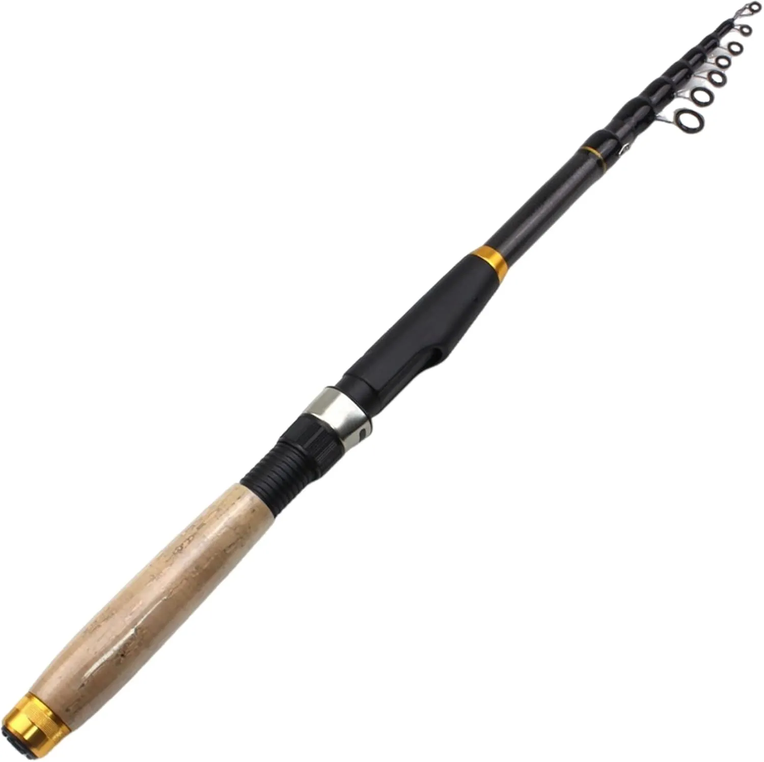 Telescopic Fishing Rod, Carbon Fiber Rotating Telescoping Pole with 8 Guide Rings & Cork Handle Multifunctional for Travel Saltwater Freshwater Fishing