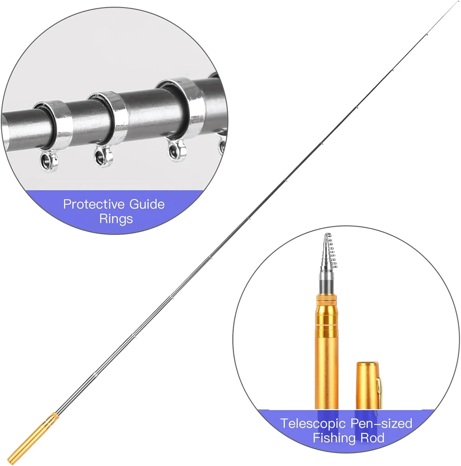 Telescopic Fishing Rod, Fishing Rod Pole Pen Fishing Rod Fishing Pole Telescopic Fishing Rod for Travel Saltwater Freshwater Fishing