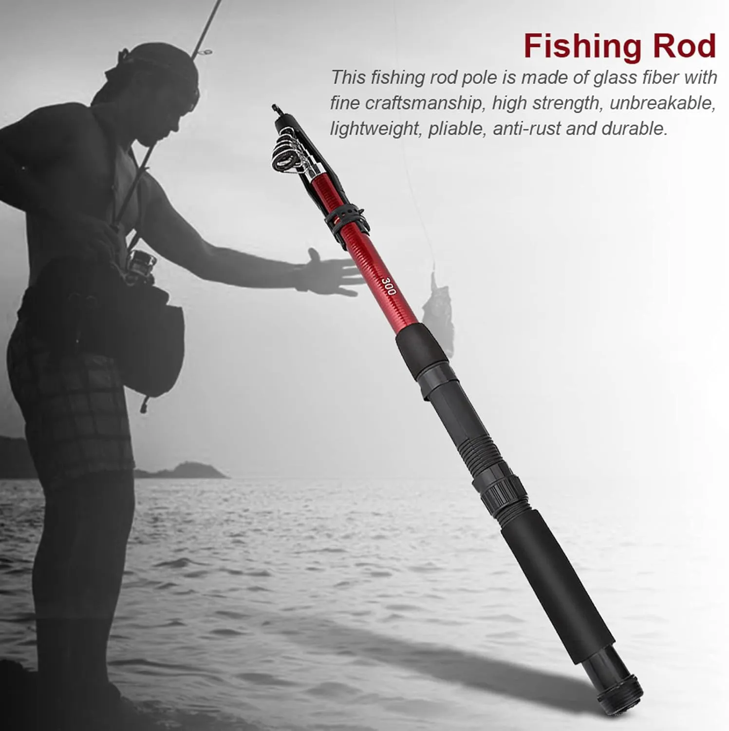 Telescopic Fishing Rod, Glass Fiber Travel Fishing Rod Telescoping Fishing Rod Reel Tackle Accessory for Traveling, Camping, Pond Fishing