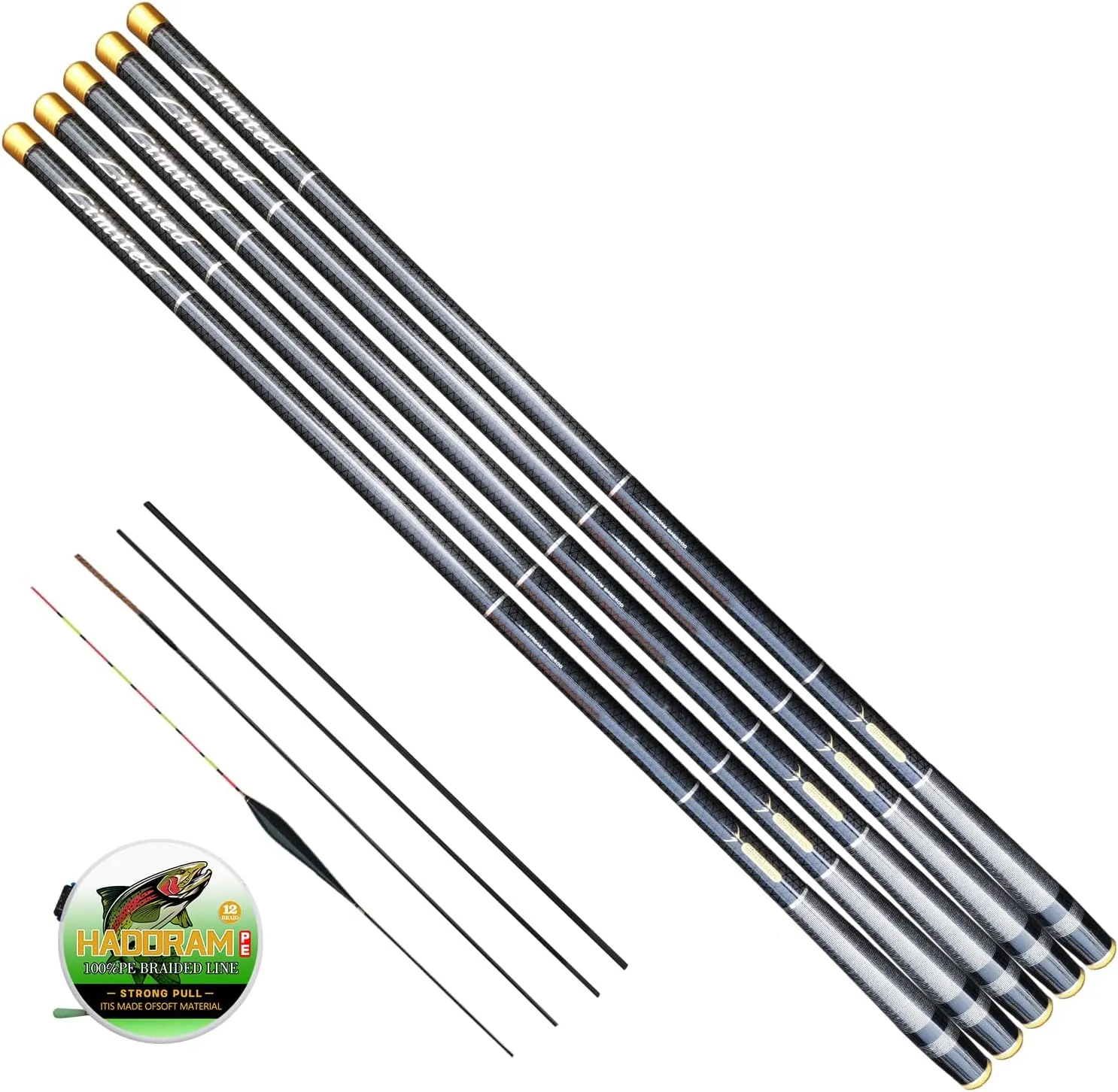Telescopic Fishing Rod Travel Fishing Rod,Portable Collapsible Bass Crappie Rod,1 Piece Carbon Fiber Inshore Stream Trout Free Tip Set(Top 3 Segment)