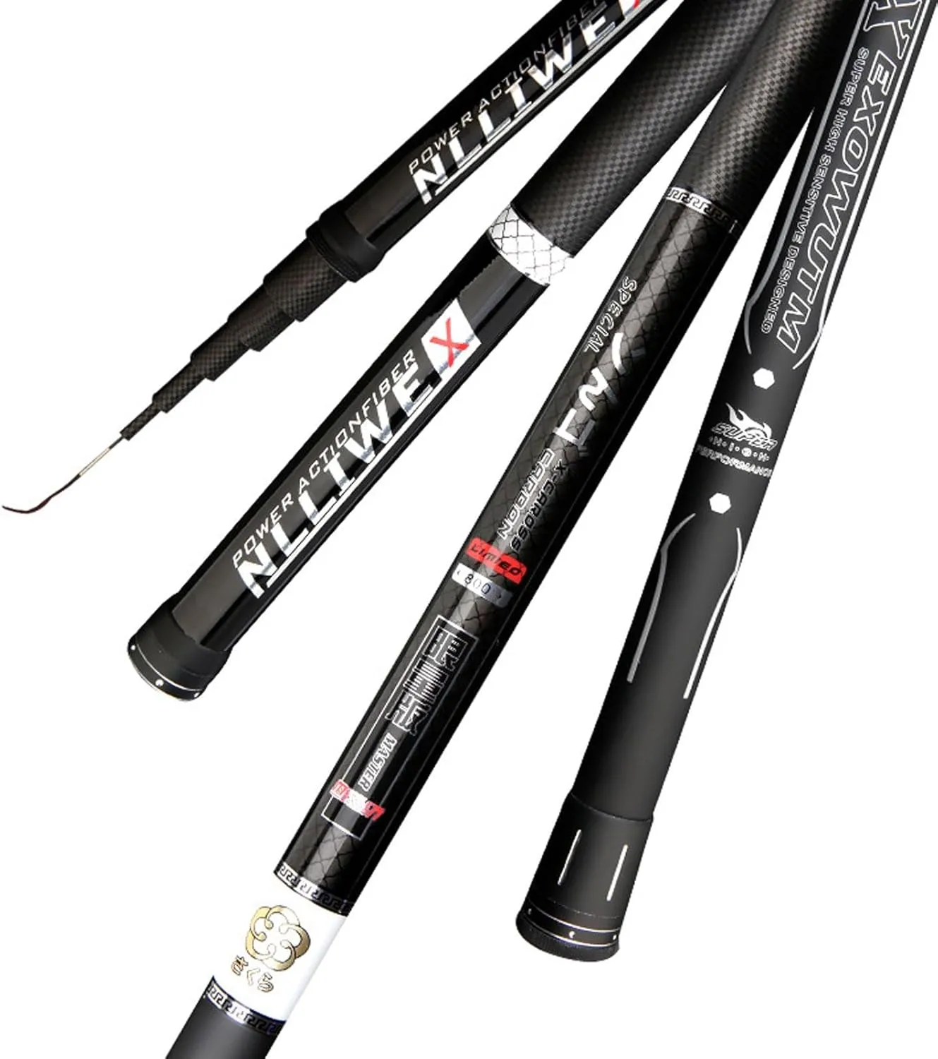 Telescopic Fishing rods-8m 9m 10m 11m 12m 13m 14m 15m Lightweight Carbon Fiber Non-Slip Grip and 360° Swivel Tip Fishing Poles Casting Rod for Lakes and Many Other Waters