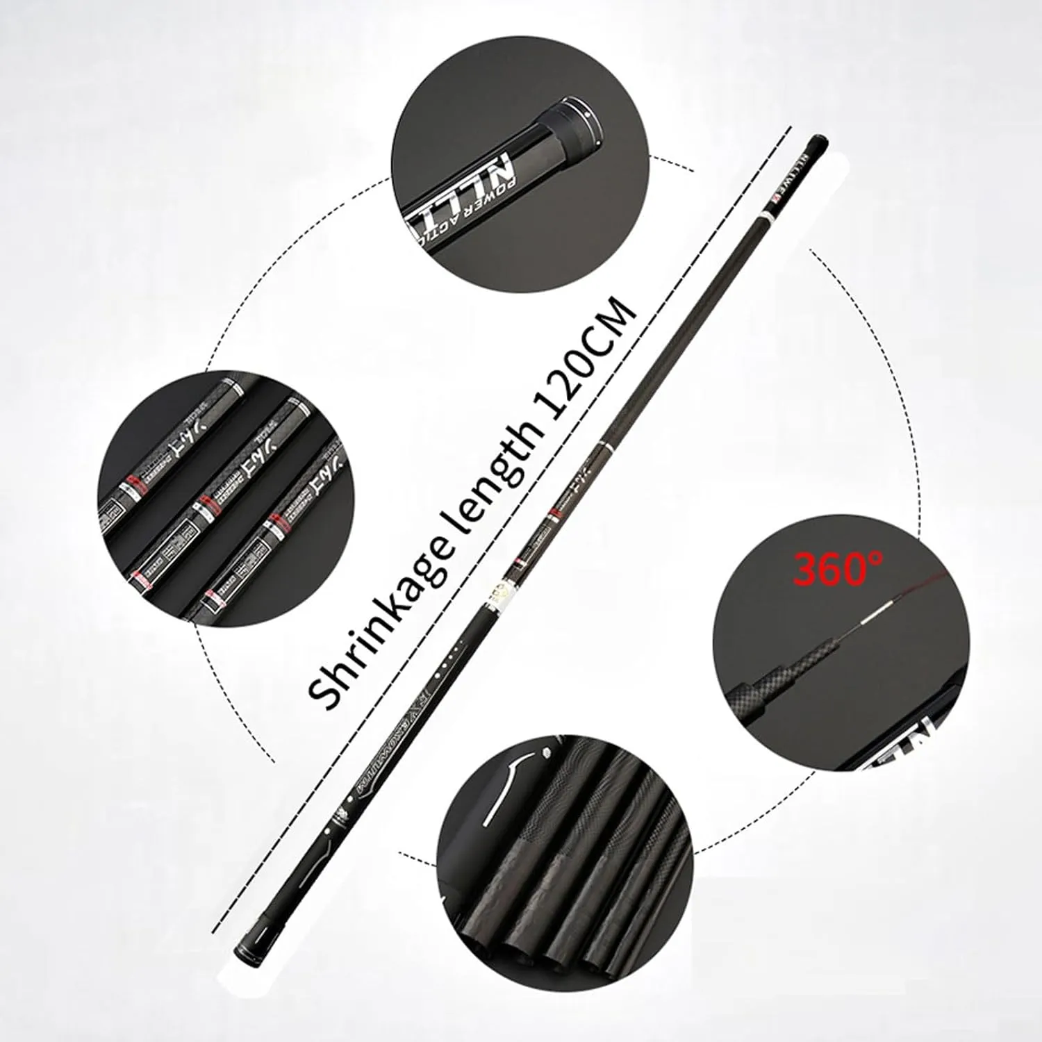 Telescopic Fishing rods-8m 9m 10m 11m 12m 13m 14m 15m Lightweight Carbon Fiber Non-Slip Grip and 360° Swivel Tip Fishing Poles Casting Rod for Lakes and Many Other Waters