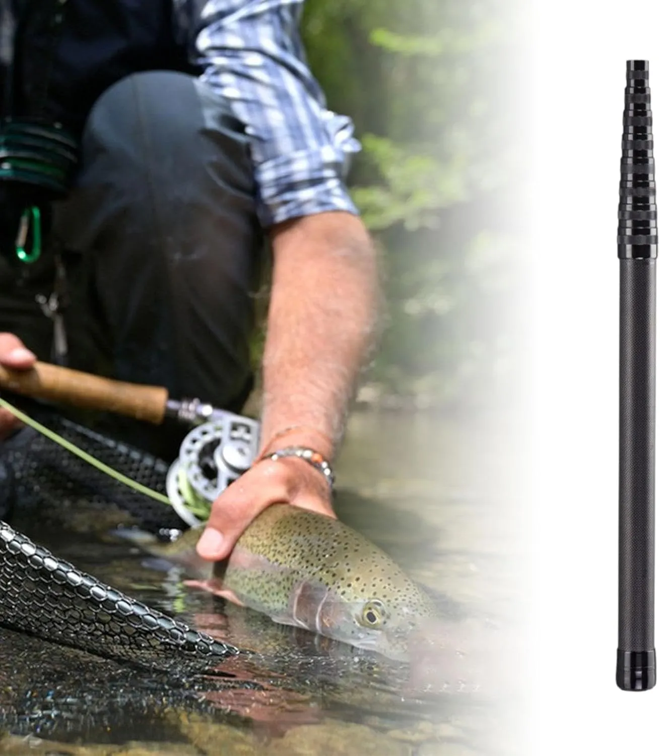 Telescopic Rod for Fishing Net Pole with Long Handle Accessories