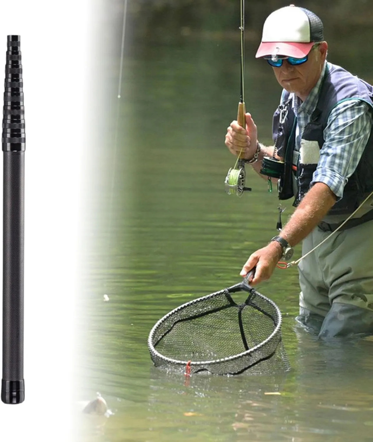 Telescopic Rod for Fishing Net Pole with Long Handle Accessories