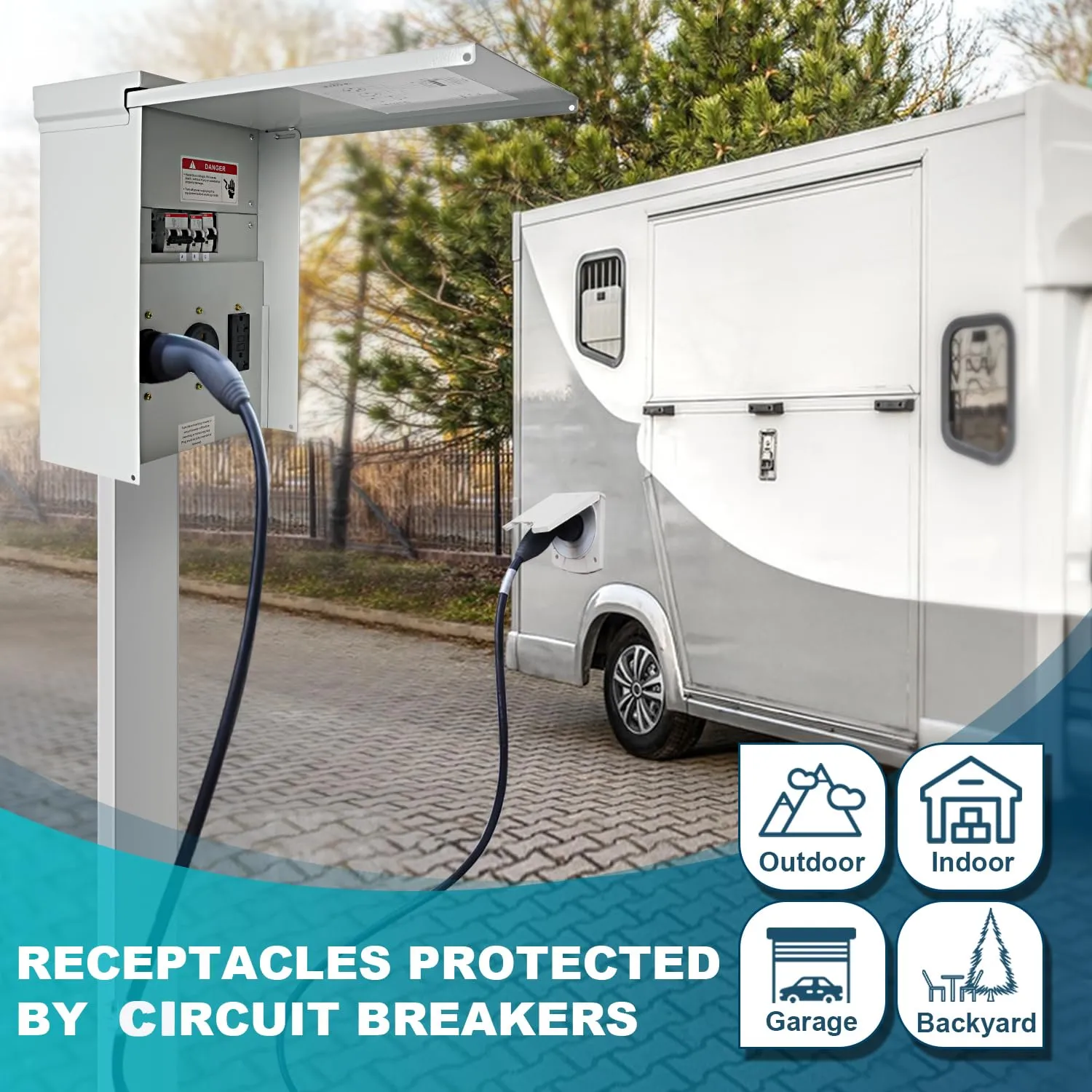 Temporary Power Outlet Panel with 20 30 50 Amp Receptacle Installed, RV Power Outlet Box Weatherproof Electrical Receptacle Panel Temporary Hookup for RV Camper Car Travel Generator