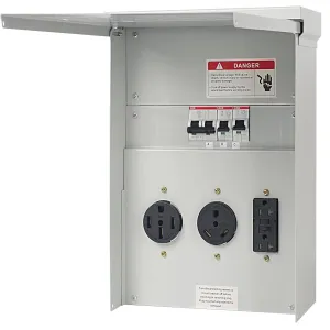 Temporary Power Outlet Panel with 20 30 50 Amp Receptacle Installed, RV Power Outlet Box Weatherproof Electrical Receptacle Panel Temporary Hookup for RV Camper Car Travel Generator
