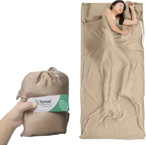 Tencel Lyocell Sleeping Bag Liner with Zipper - 100% Austrian Lenzing AG Tencel - Soft Silky Smooth Sleep Sack Adult - Travel Sheet for Hotel/Backpacking, Pure Silk Sleep Mask Included