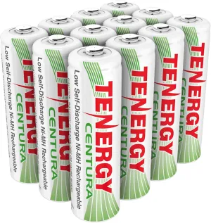 Tenergy Centura AAA NIMH Rechargeable Battery, 800mAh Low Self-Discharge Triple A Battery, 12 Pack