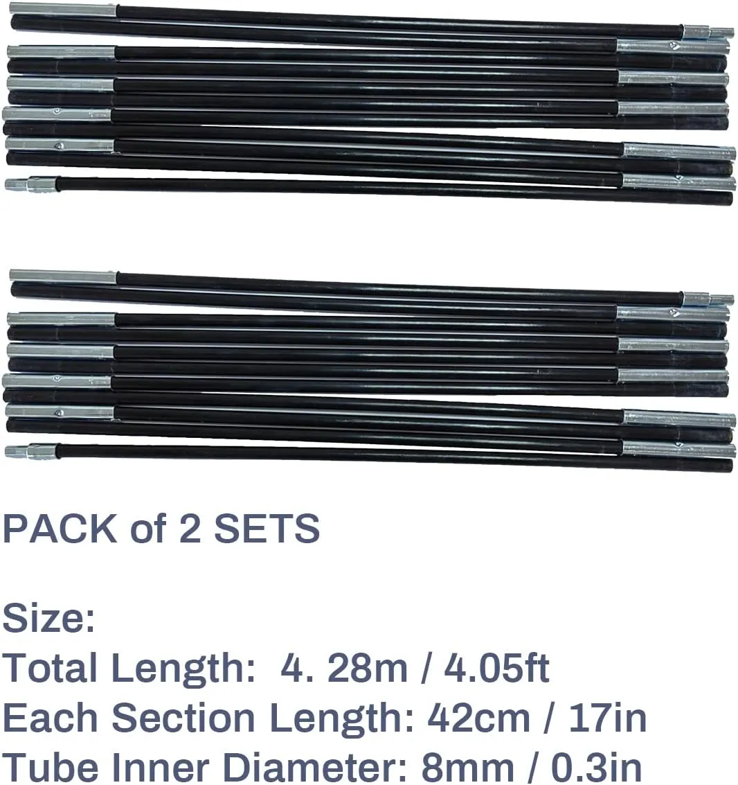 Tent Pole Repair Kit Splint Support Kit Replacements Aluminum Rod Adjustable Replacement Poles Accessories for Bike Tents Pack of 2