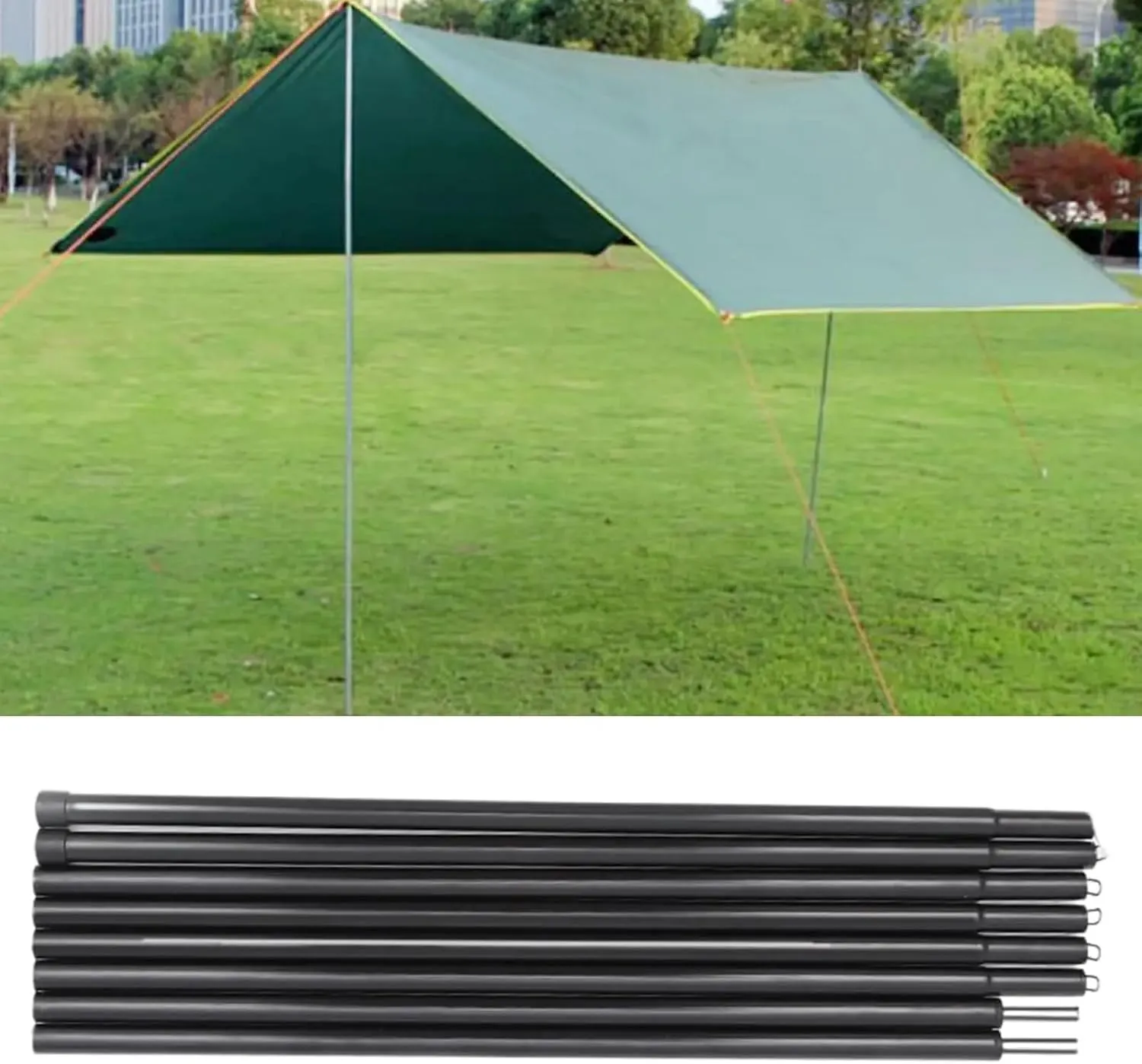 Tent Pole Support Frames Kit Outdoor Support， Outdoor Tent Poles Extendable Lightweight Tarp Support Rod for Replacement Accessories Beach Rainfly Fishing Backpacking(Black)