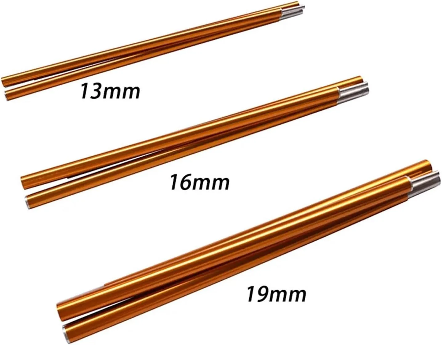 Tent Poles 120CM Long Diameter 13MM/16MM/19MM Black/RED Color Tent Rod Support Pole Shelter Tarp Canopy Aluminium Alloy(16MM Black Pin tip)