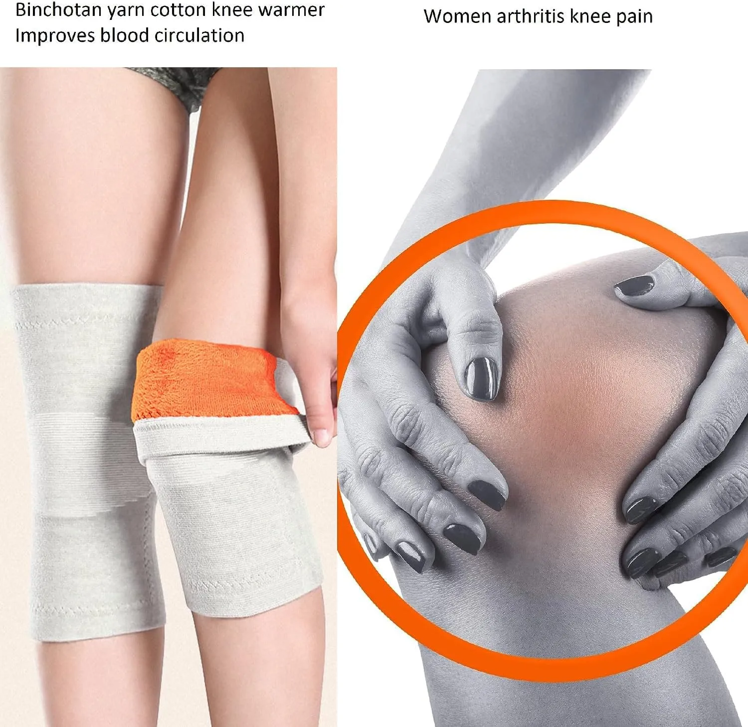 Thermal Knee Warmer with Warm Lining Stretch Knit Arthritic Knee Sleeves Night Sleep Knee Wrap Pad Brace Support Band