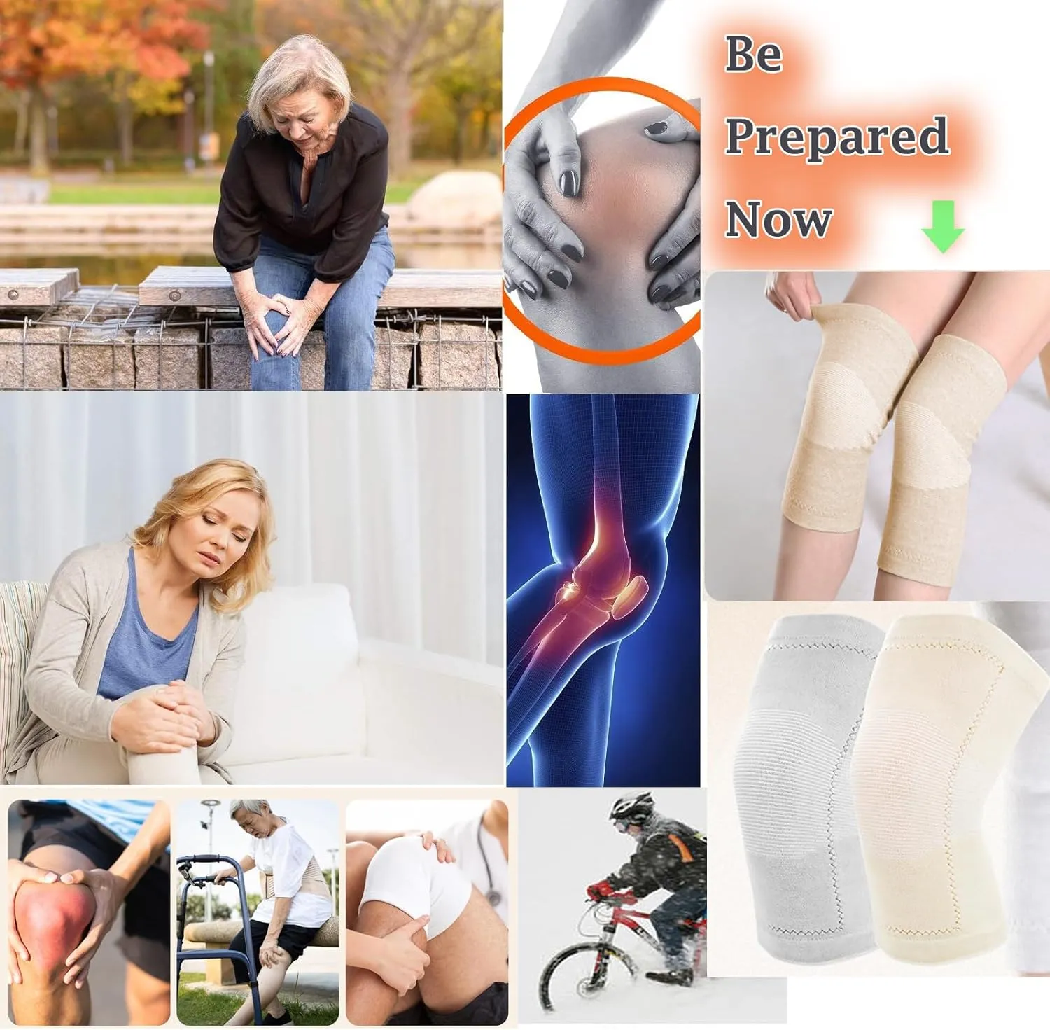 Thermal Knee Warmer with Warm Lining Stretch Knit Arthritic Knee Sleeves Night Sleep Knee Wrap Pad Brace Support Band
