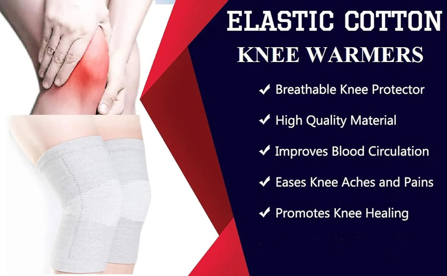 Thermal Knee Warmer with Warm Lining Stretch Knit Arthritic Knee Sleeves Night Sleep Knee Wrap Pad Brace Support Band