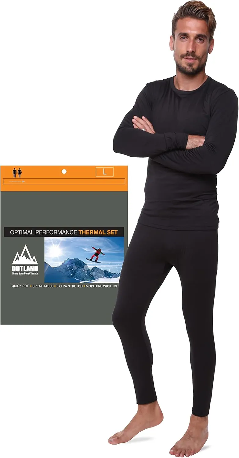 Thermal Underwear for Men Long John Set for Cold Weather Mens 2 pc Long Sleeve Shirt and Leggings Fleece Base Layer Thermals