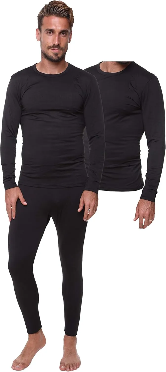 Thermal Underwear for Men Long John Set for Cold Weather Mens 2 pc Long Sleeve Shirt and Leggings Fleece Base Layer Thermals