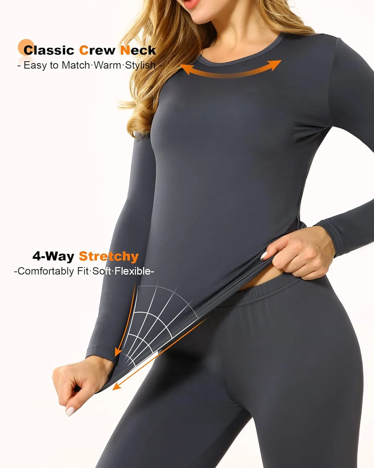 Thermal Underwear Set for Women Long Johns Fleece Lined Base Layer Soft Top Bottom