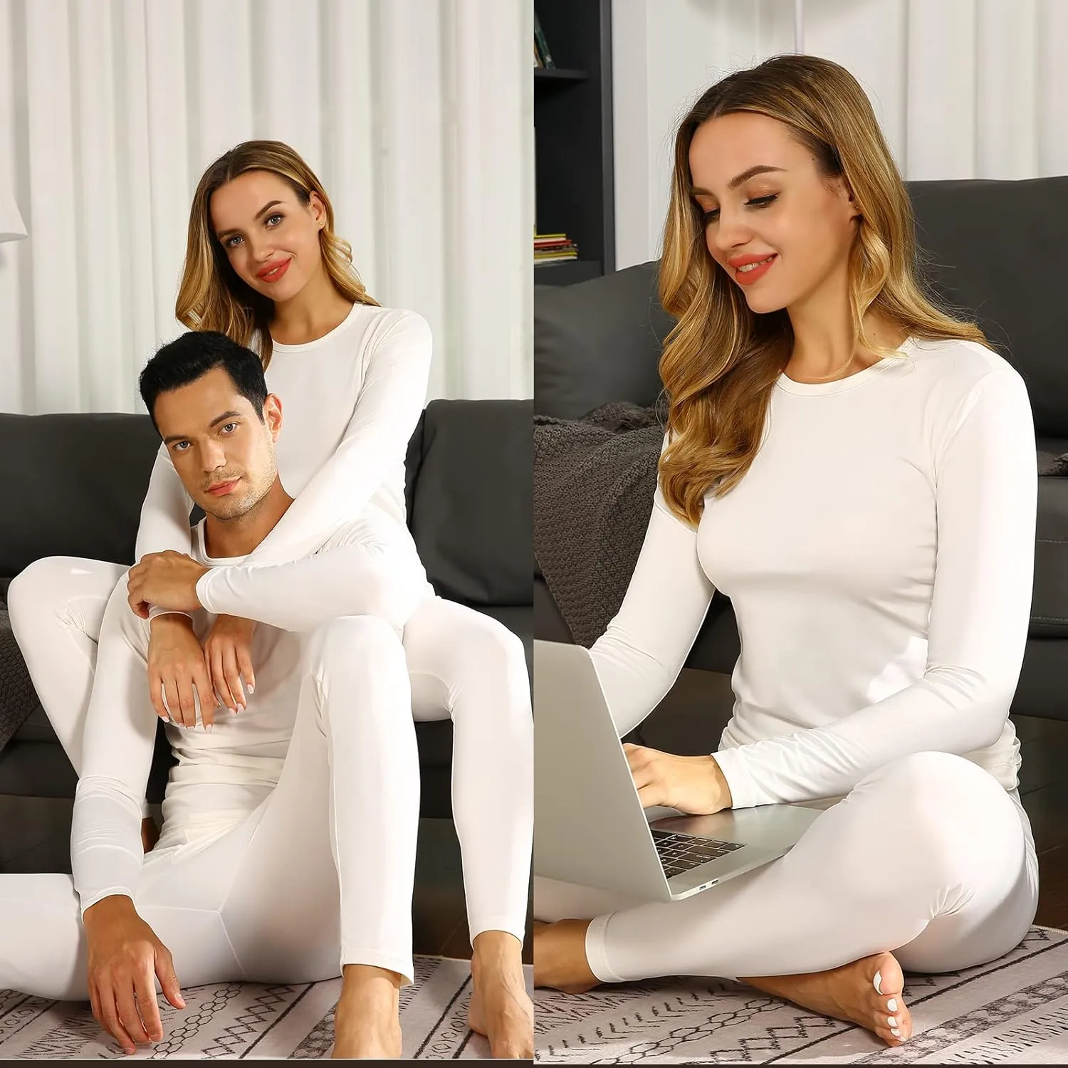 Thermal Underwear Set for Women Long Johns Fleece Lined Base Layer Soft Top Bottom