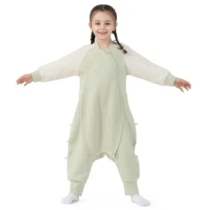 Thermostatic Sleep Sack with Feet for 4t-5t Baby, 1.0 Tog Wearable Blanket for Toddler, All Season Boy or Girl Sleeping Bag for Walkers, 2-Way Zipper, M-37 inch, Green