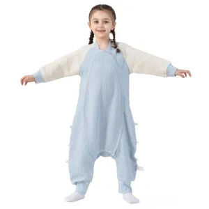 Thermostatic Sleep Sack with Feet for 6t-7t Baby, 1.0 Tog Wearable Blanket for Toddler, All Season Boy or Girl Sleeping Bag for Walkers, 2-Way Zipper, XL-41 inch, Blue