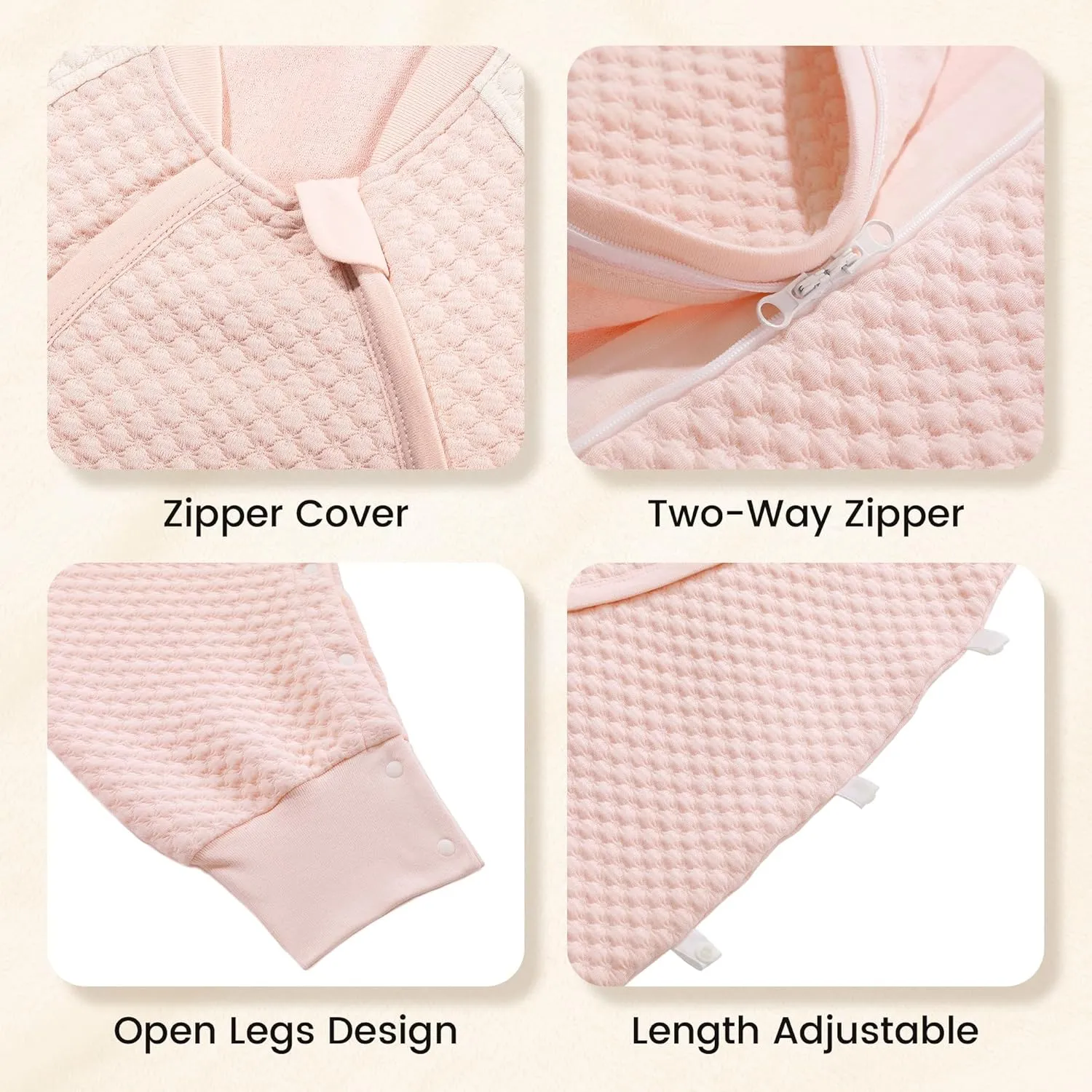 Thermostatic Sleep Sack with Feet for 6t-7t Baby, 1.0 Tog Wearable Blanket for Toddler, All Season Boy or Girl Sleeping Bag for Walkers, 2-Way Zipper, XL-41 inch, Pink