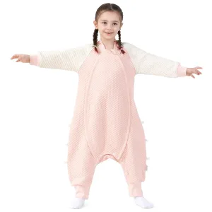 Thermostatic Sleep Sack with Feet for 6t-7t Baby, 1.0 Tog Wearable Blanket for Toddler, All Season Boy or Girl Sleeping Bag for Walkers, 2-Way Zipper, XL-41 inch, Pink