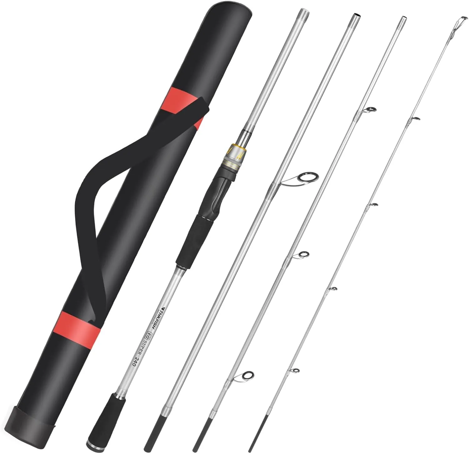 THKFISH Travel Fishing Rods, 4 Piece Spinning Rod with Bag,6-7.87Feet Carbon Fiber Lightweight Ultra Portable Fishing Pole for Trout Bass Salmon Sunfish Outfit Travel Fishing
